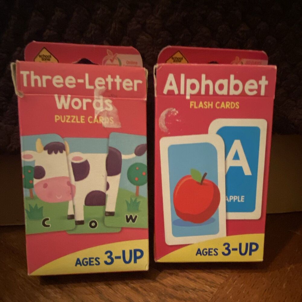 Flash Cards- School Zone Alphabet & Three-Letter Words Puzzle Cards Set Ages 3+